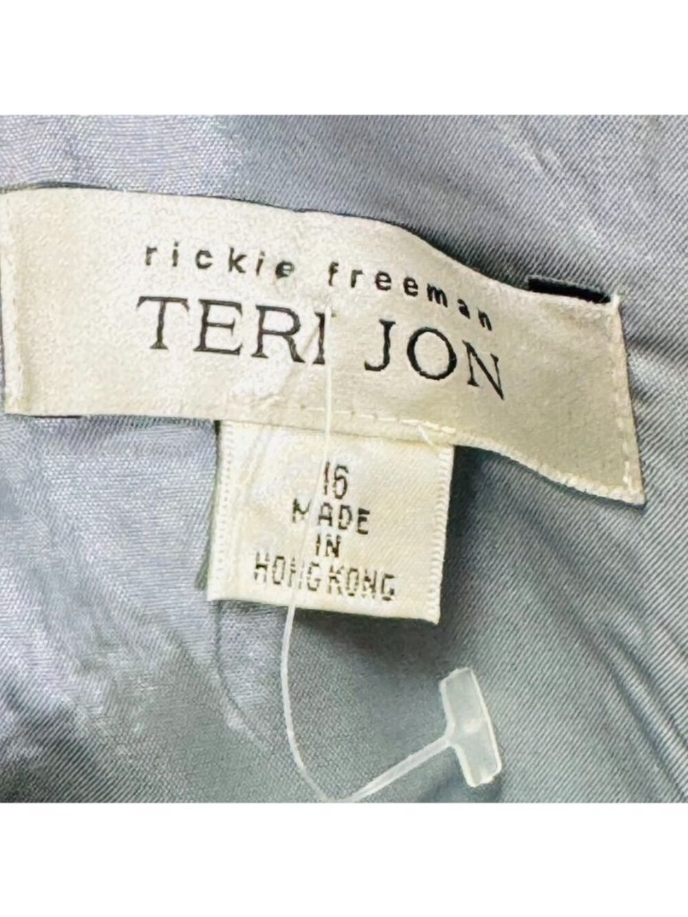 Rickie Freeman Teri Jon Women's Silver Gray Lace Strapless Evening Gown Size 16 - Picture 16 of 16